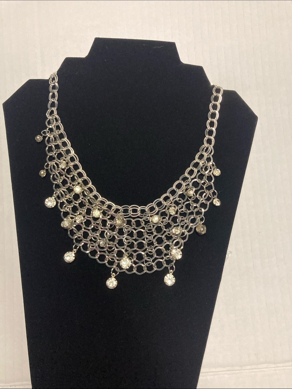 Silver Crystal Cascade Statement Necklace - Women Jewelry